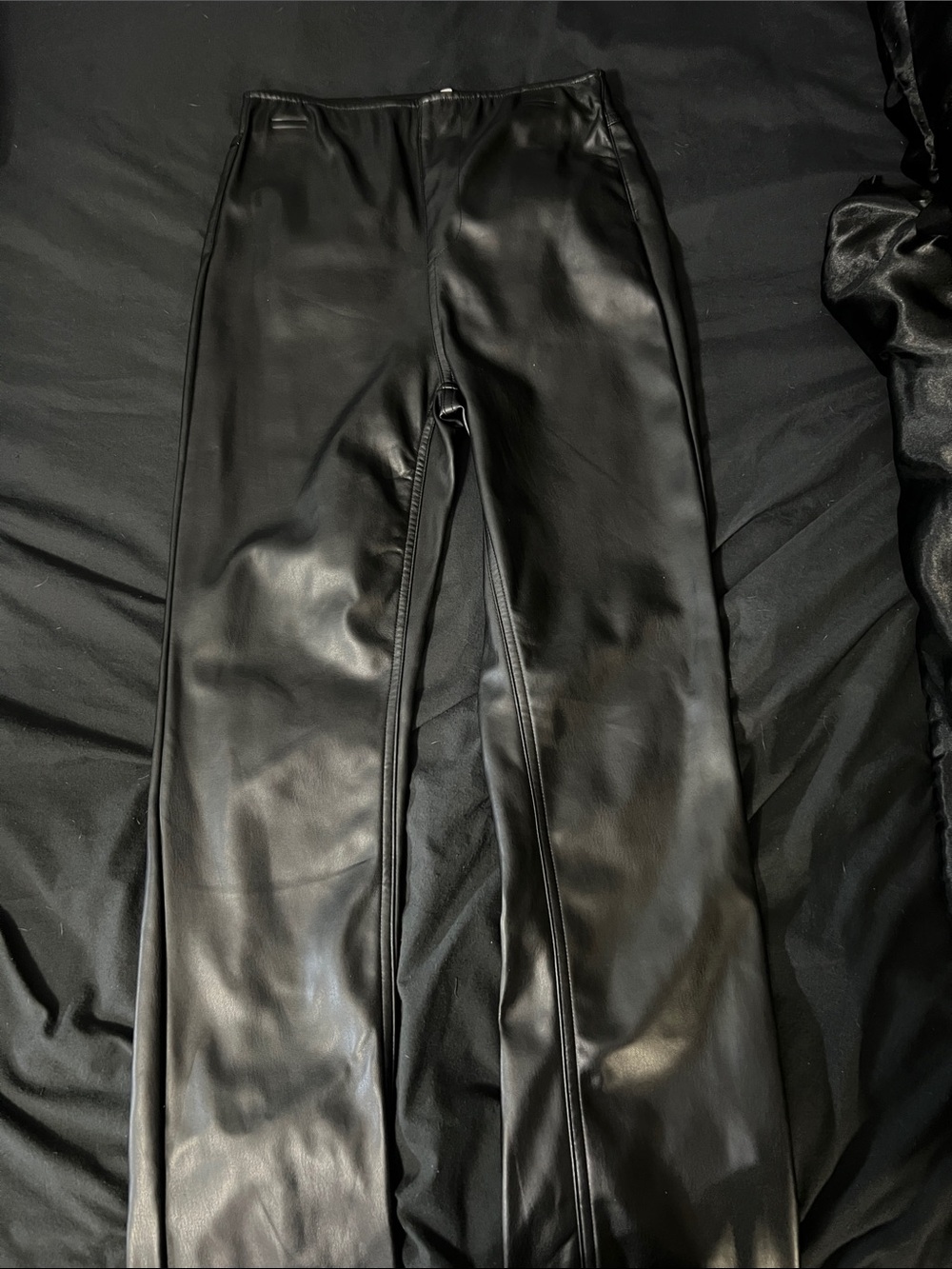 Tinseltown Black Faux Leather Straight Leg Pants